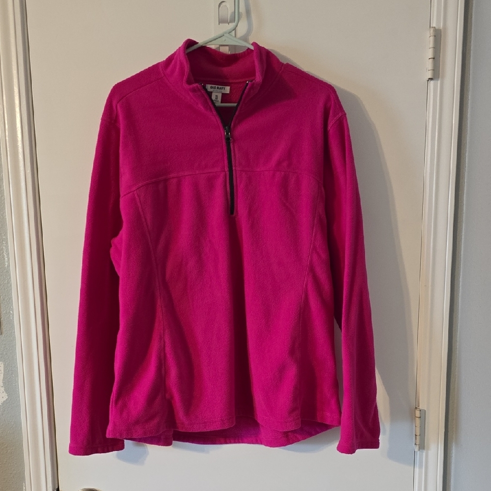 Old Navy Women's XXL Bright Pink Half-Zip Sweater